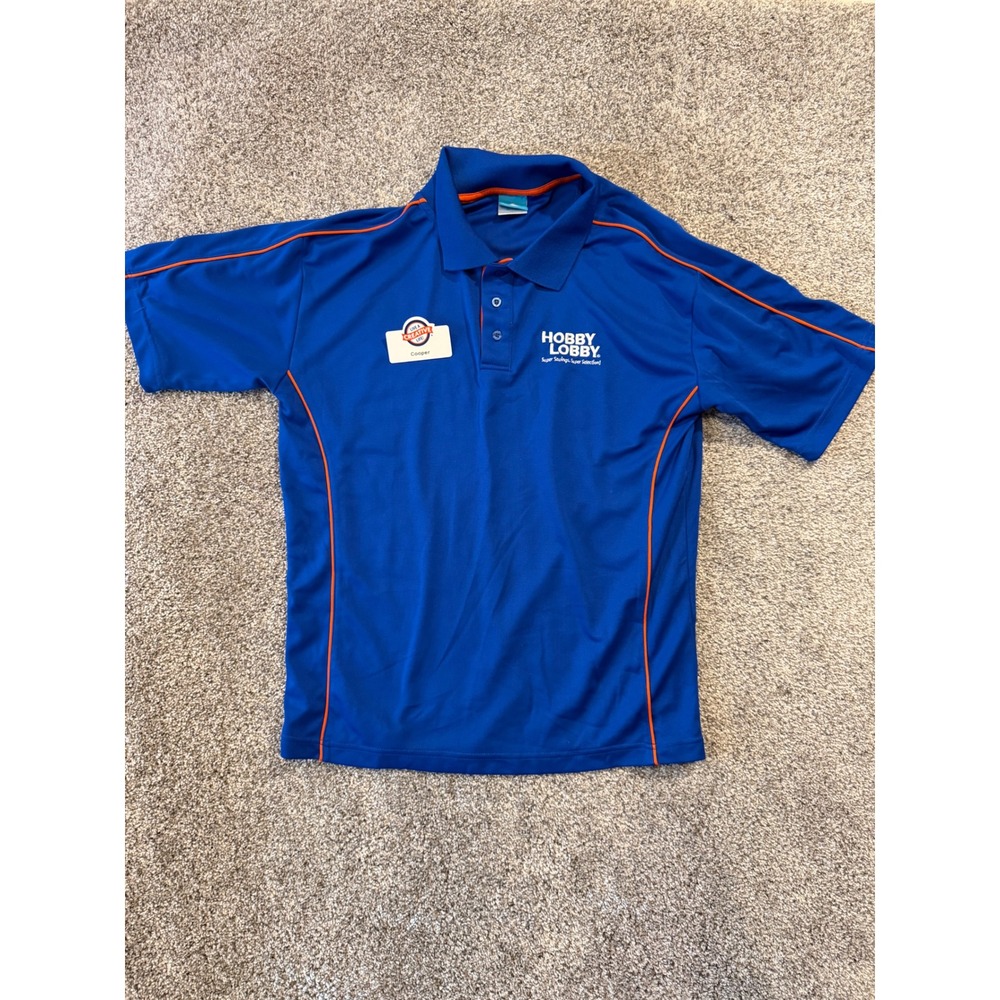 Clipper Polo Shirt Mens M Blue Hobby Lobby Uniform Short Sleeve Embroidered Logo